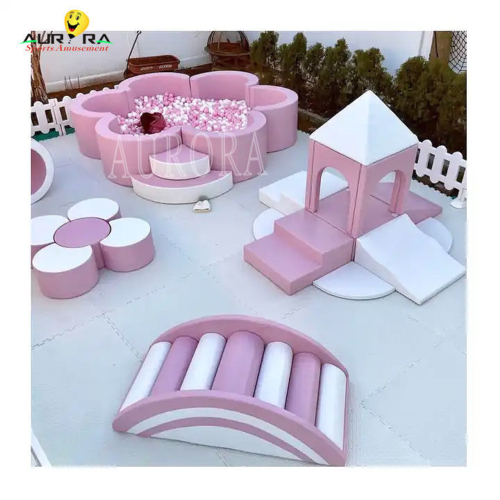 Soft Play Set Parco giochi Pastello Salire E Giocare Soft Blocks Rosa Bianco Fiore Mini