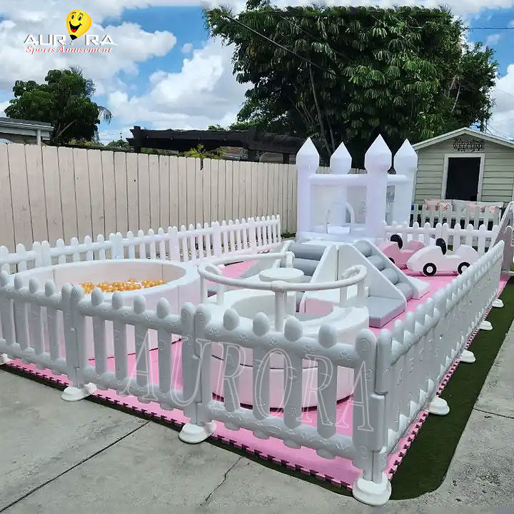 Pacco di giochi soft bianco rosa Parco giochi soft per bambini all'aperto