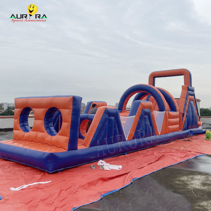 Pvc all'aperto sfoggio gonfiabile pista di ostacoli casa di rimbalzo non tossica rosso blu colore