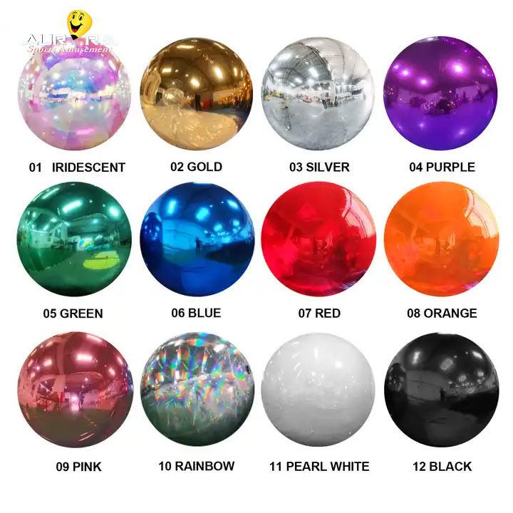 Colorevole sfera di specchio gonfiabile 0.3mm PVC Party Grandi sfere decorative