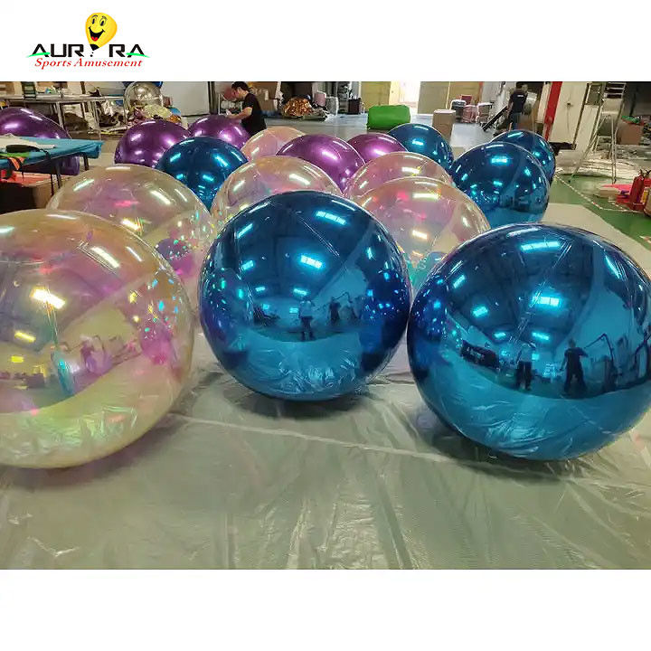 Giant Silver Inflatable Mirror Ball PVC Per Decorazione di Festa di Natale