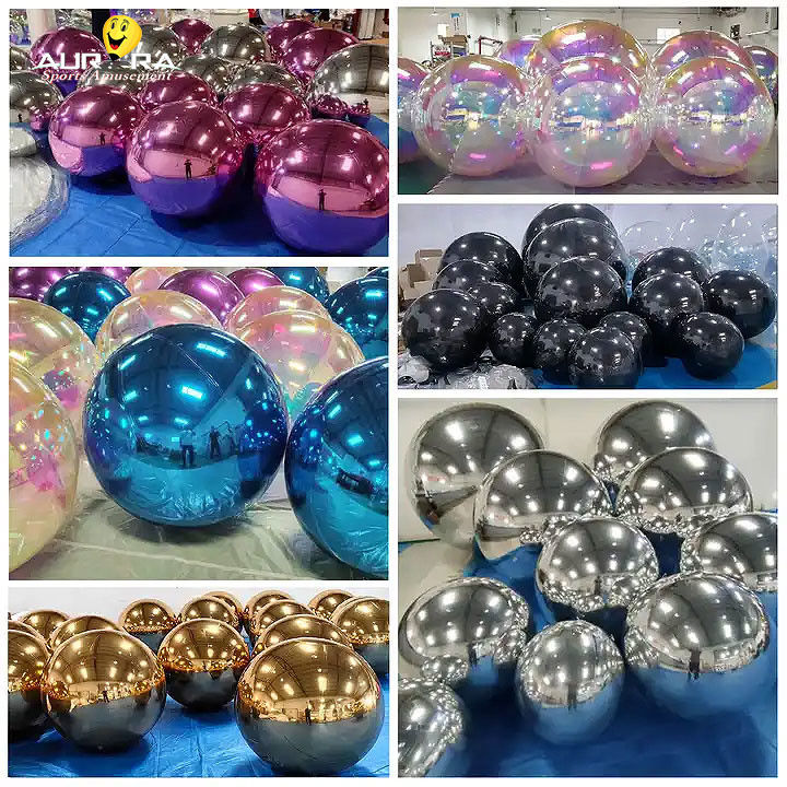 Decorazione di eventi con sfere a specchio gonfiabili in PVC rosa