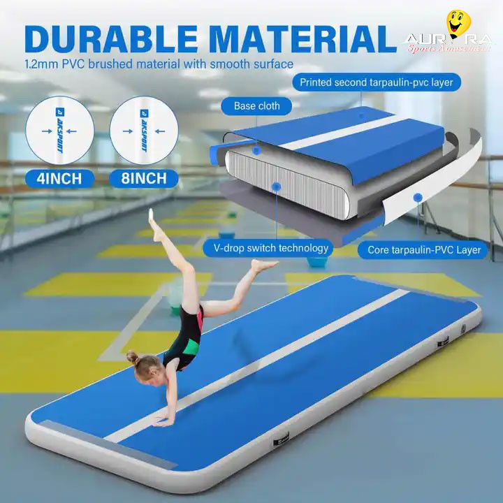Gym Tumbling Gymastics Air Track Mat 3m Out Door Inflatabile Salto Mat Blu