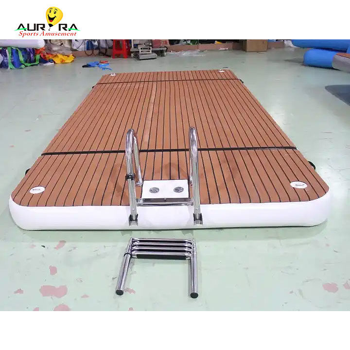 OEM piattaforma di nuoto galleggiante con scala a goccia, cucitura in PVC di teak