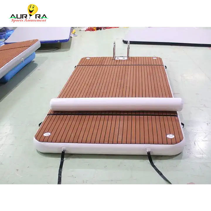 OEM piattaforma di nuoto galleggiante con scala a goccia, cucitura in PVC di teak
