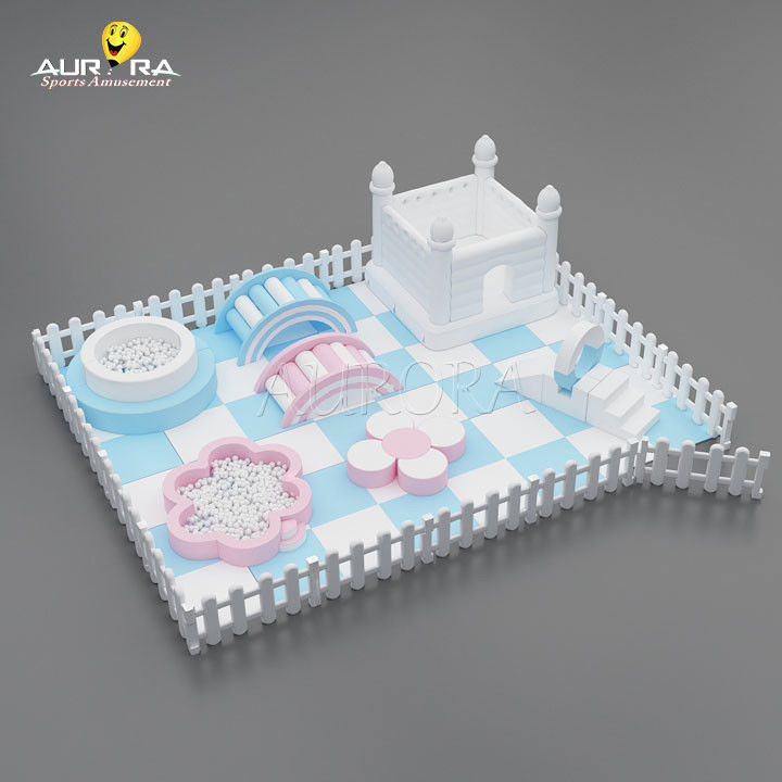 Parco giochi attrezzature per soft play set giochi all'aperto rosa blu bianco indoor bouncy