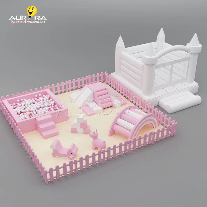 Indoor Kids Toddler Soft Play Attrezzatura da arrampicata rosa e bianco Set per festa