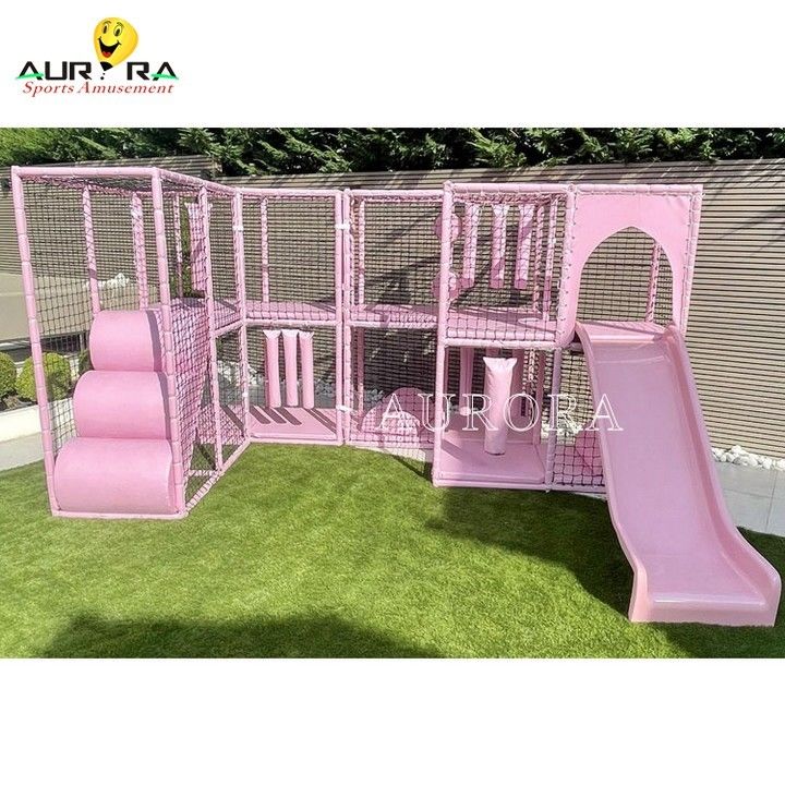 Scivoli Parco di trampolini Soft Play Foresta Bambini Outdoor Pastel Rosa In vendita