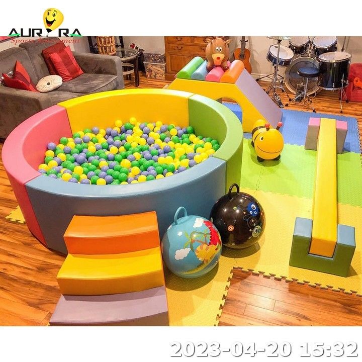 Orange Round Ball Pit Pool Gioco Parco giochi Bambini Slide Indoor Soft Play