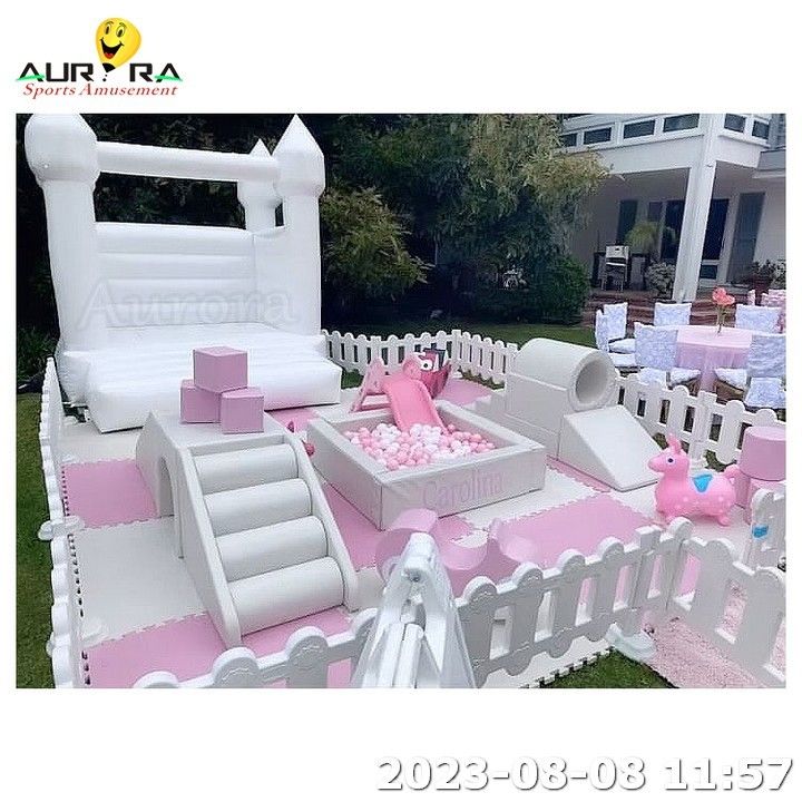 Baby Soft Play Set Kids Soft Play Equipment Ball Pool Merry Go Round Rosa