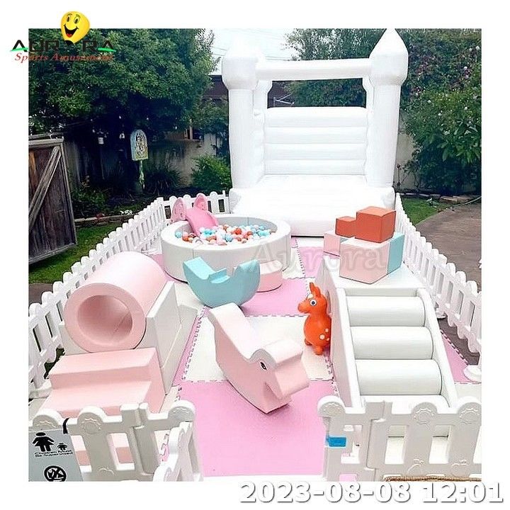 Baby Soft Play Set Kids Soft Play Equipment Ball Pool Merry Go Round Rosa