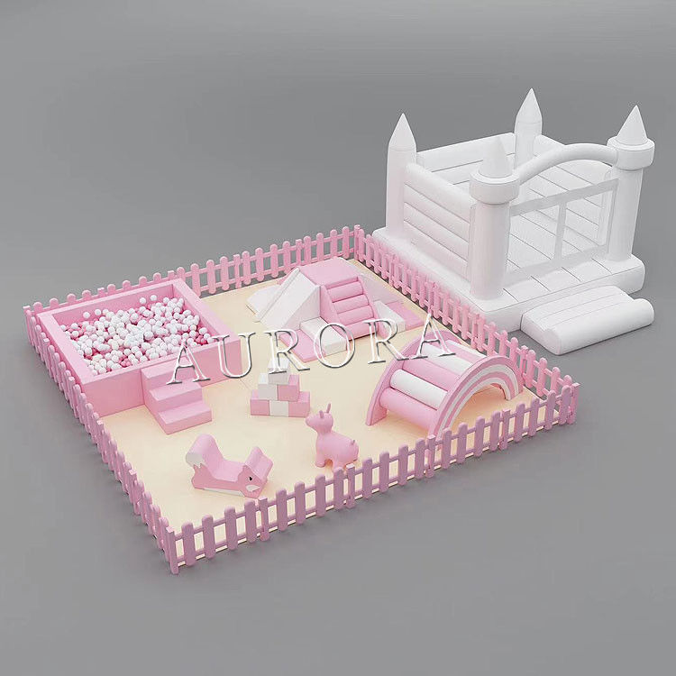 Kids Soft Play Set Super Indoor Soft Play Equipment Pacchetto Soft Bianco E Rosa