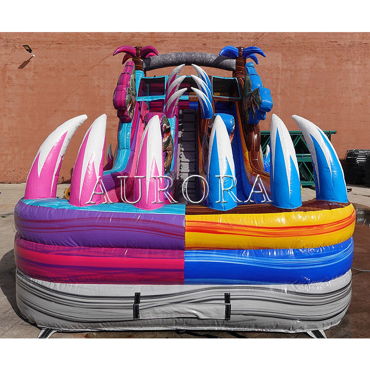 Slide d'acqua gonfiabili per la piscina di grado commerciale viola blu gigante