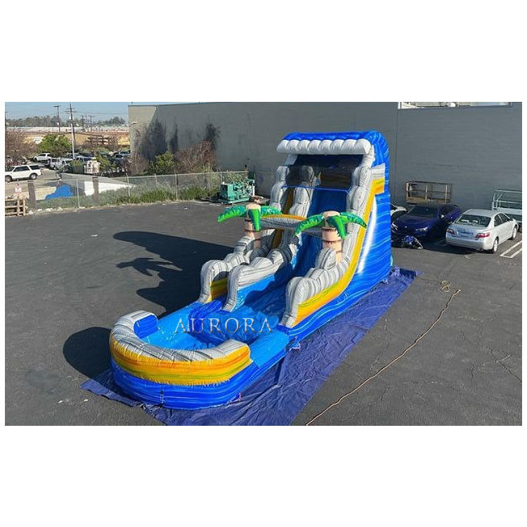 Slide d'acqua gonfiabile gigante gonfiabile per adulti Slide d'acqua per piscina secca e umida 18 piedi