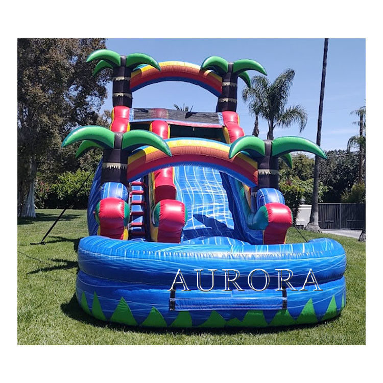 Slide d'acqua gonfiabile gigante gonfiabile per adulti Slide d'acqua per piscina secca e umida 18 piedi