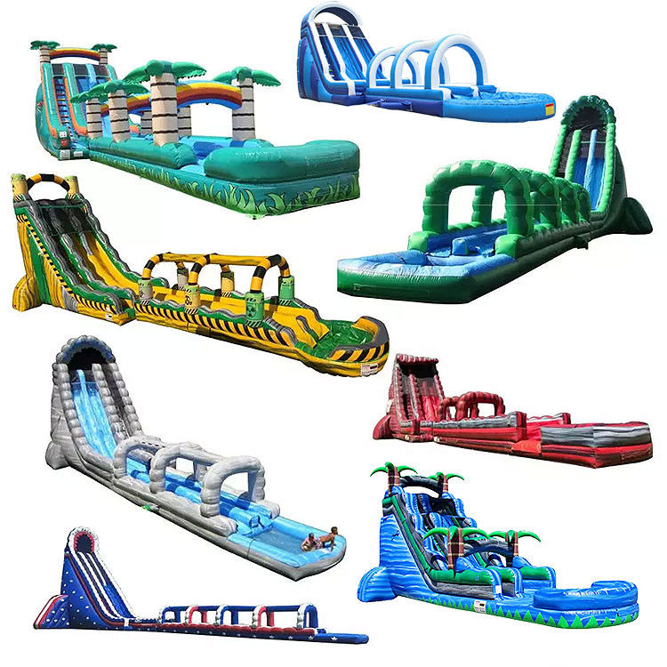 Slide d'acqua gonfiabile commerciale Slide d'acqua in PVC rosso con soffiatore d'aria per bambini adulti