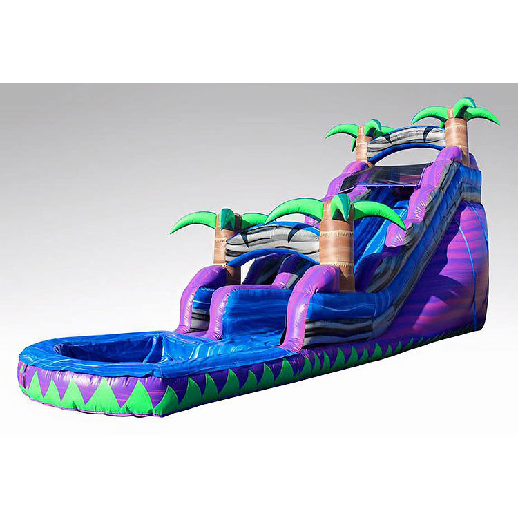 Salto su scivolo d'acqua all'aria aperta Salto su scivolo d'acqua gonfiabile Casella da buttare scivoli blu in vendita
