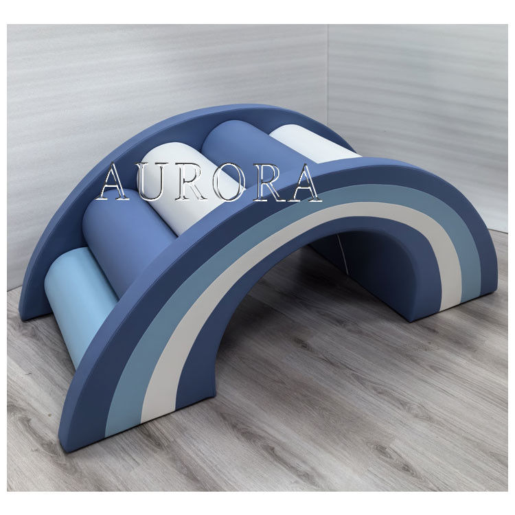 Attrezzatura per soft play su misura Set di soft play in schiuma bianca e blu