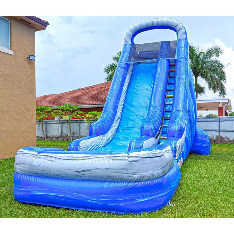 Scivolo idraulico gonfiabile con piscina per bambini PVC Blu Corridoio del cortile scivolo idraulico 22 piedi